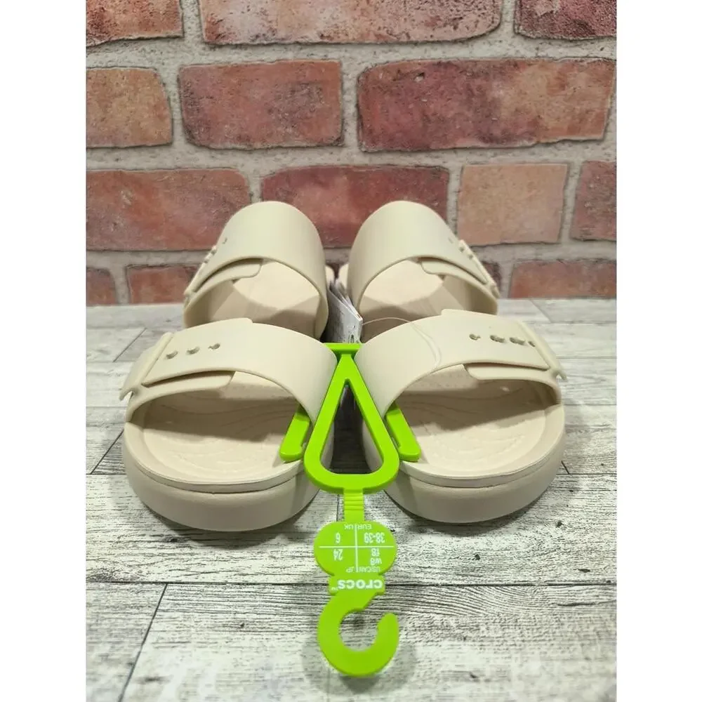 Crocs Brooklyn Buckle Low Low Women's Size 8 Beige Slide Sandals New Tagged - Picture 3 of 10